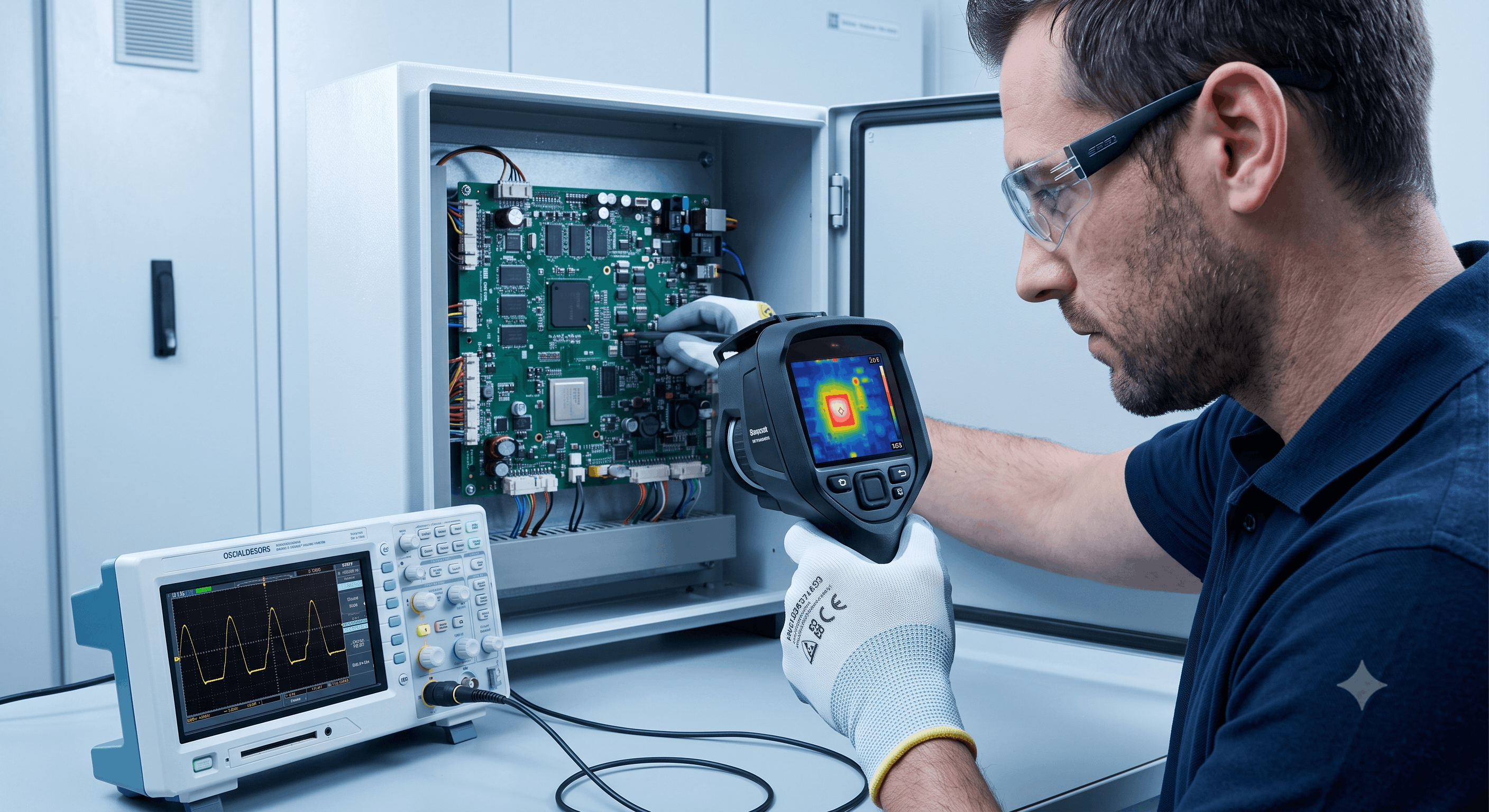 NAPIT certified engineer carrying out commercial electrical distribution panel testing and EICR inspection